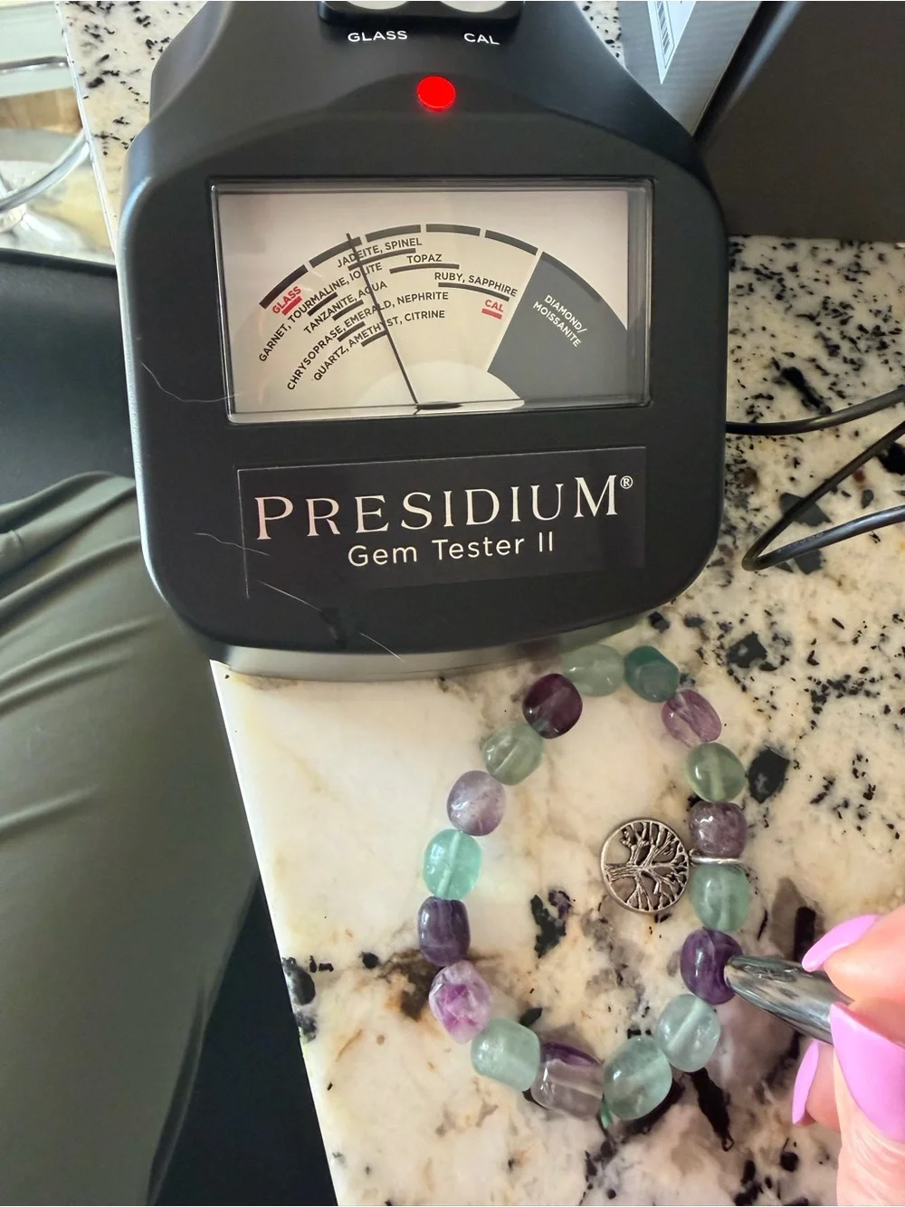 Genuine green and purple Jade Bead Bracelet - Purple & Green